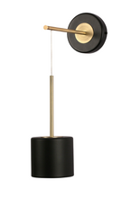 Load image into Gallery viewer, corbin black and brass wall lamp by Hadley Decor
