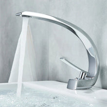 Load image into Gallery viewer, modern curved spout chrome bathroom faucet
