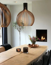 Load image into Gallery viewer, black style handcrafted wood pendant lights
