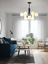 Load image into Gallery viewer, modern ninie bulb matte black chandelier for living room
