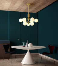 Load image into Gallery viewer, nine bulb frosted glass bulb chandelier
