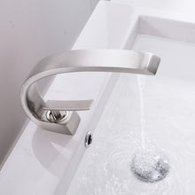 Load image into Gallery viewer, Brushed nickel modern curved bathroom faucet

