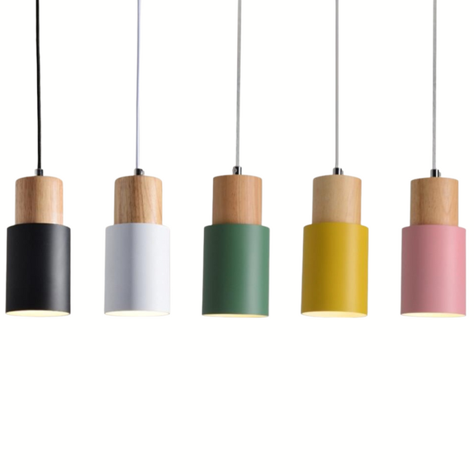 colorful Nordic style wood base pendant lights