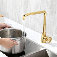 Load image into Gallery viewer, Polished gold modern Retro Brass Kitchen Faucet
