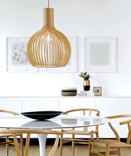 Load image into Gallery viewer, classic wood style handcrafted wood pendant light
