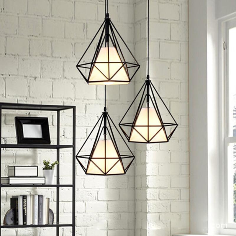 Wrought Iron geometric caged hanging pendant lights