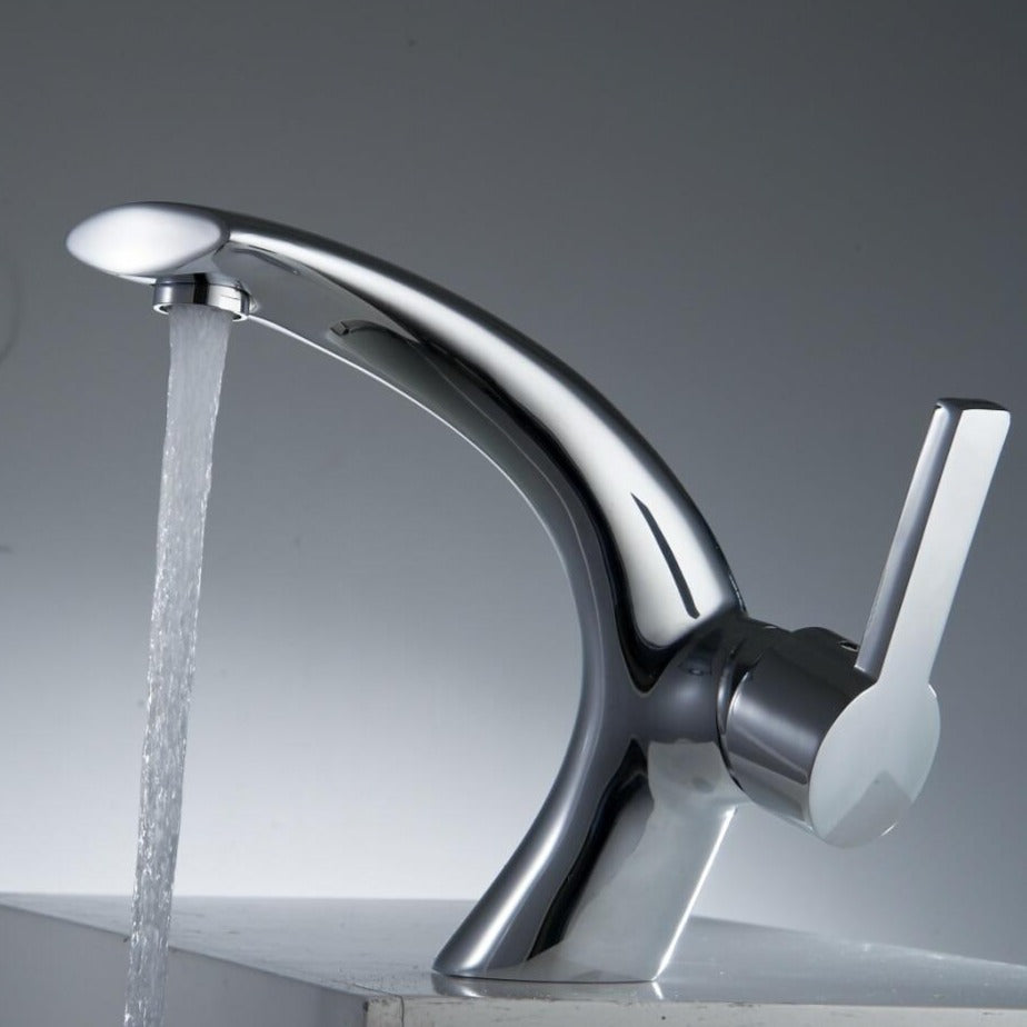 Vara modern chrome curved bathroom faucet
