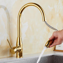 Load image into Gallery viewer, Polished gold retractable kitchen faucet
