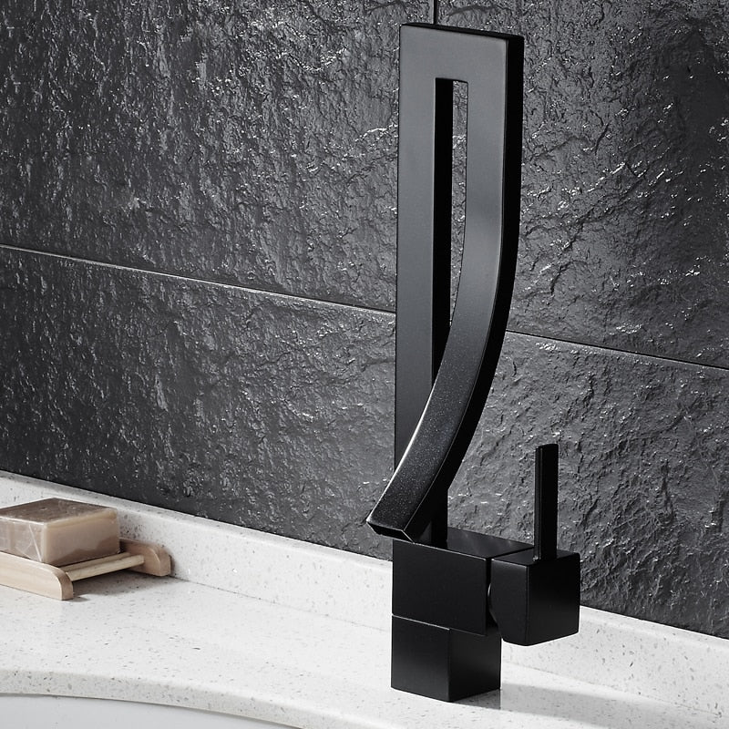Modern black single handle basin faucet