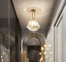Load image into Gallery viewer, Modern Glass Crystal Ceiling Light for modern bathrooms

