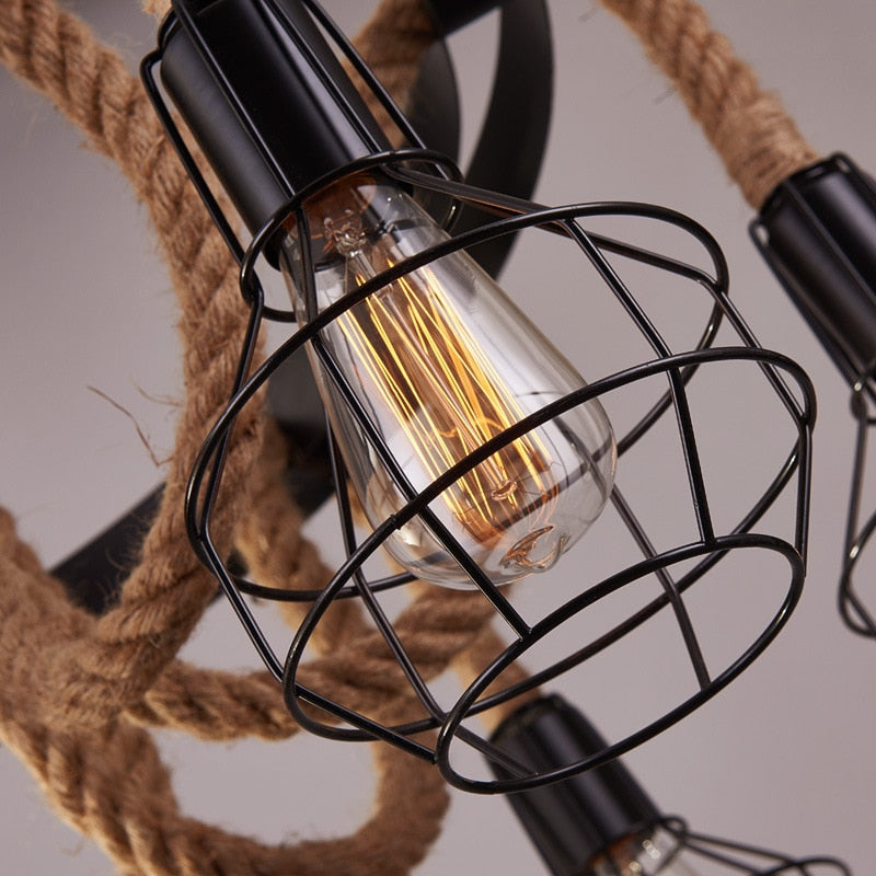 Chandeliers Rope Rectangular Vintage Rope Chandelier – Focal Decor