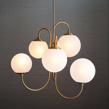 Load image into Gallery viewer, Frosted Glass Multi-Bulb Chandelier with Polished Brass finish
