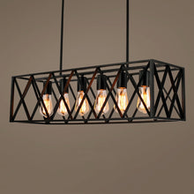 Load image into Gallery viewer, Industrial Box Framed  6 bulb Horizontal Chandelier in Black
