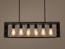 Load image into Gallery viewer, Industrial Pendant Lighting Fixture, 6 Bulbs in Black
