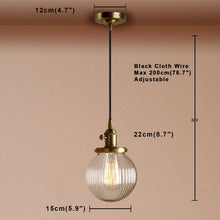 Load image into Gallery viewer, Vintage Textured Glass Globe Pendant Lights Dimensions
