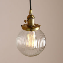 Load image into Gallery viewer, Vintage Chic Brass Glass Globe Pendant Light
