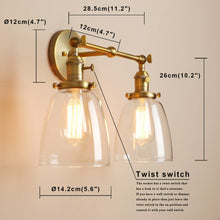 Load image into Gallery viewer, Sedona Vintage Two-Bulb Wall Sconce Dimensions
