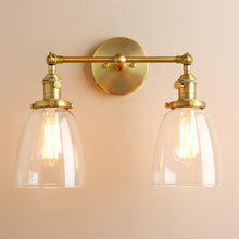 Load image into Gallery viewer, Antique Brass Vintage Two-Bulb Wall Sconce
