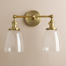 Load image into Gallery viewer, Vintage Brass Glass Lampshade Wall Sconce
