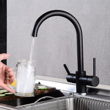 Load image into Gallery viewer, Modern Black dual handle kitchen faucet
