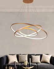 Load image into Gallery viewer, Three ring gold modern ring chandelier for living room
