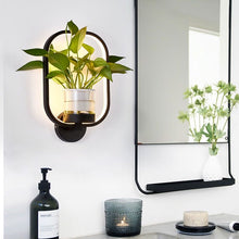 Load image into Gallery viewer, black rectangular ring modern succulents wall sconce

