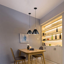 Load image into Gallery viewer, matte black leather strap pendant lights
