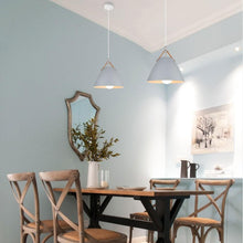 Load image into Gallery viewer, gray farmhouse leather strap dining room and kitchen island pendant lights
