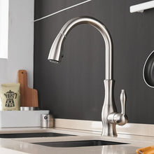 Load image into Gallery viewer, Brushed Chrome Anton Retractable Kitchen Faucet Dimensions
