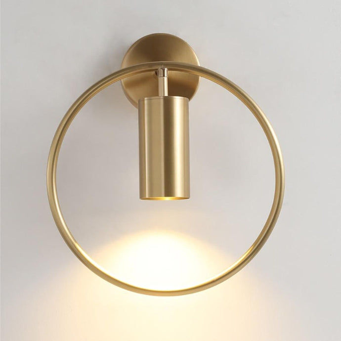 Circle Wall Sconce in Brass Finish and swivel spotlight