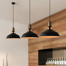 Load image into Gallery viewer, Vintage Black and Brass Pendant Light ideal for industrial decor
