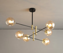 Load image into Gallery viewer, Six Bulb Amber Glass Light Fixture
