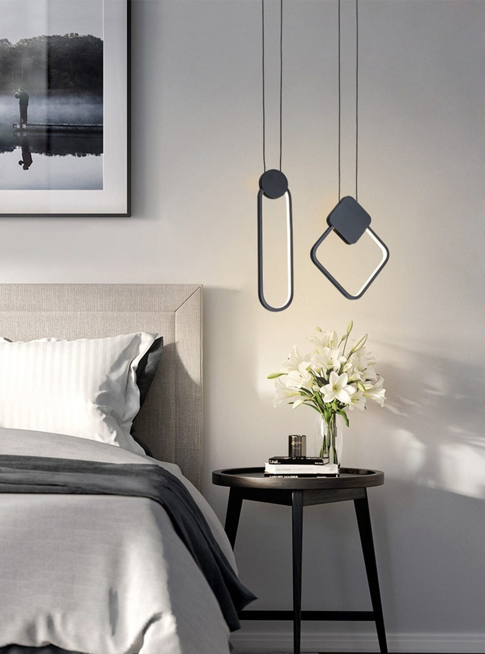 3/4 Rings Modern LED Pendant Lights Suspension Lighting for Dinning Room  Foyer Bedroom Hanging Lamp 90-265V INS | heparts