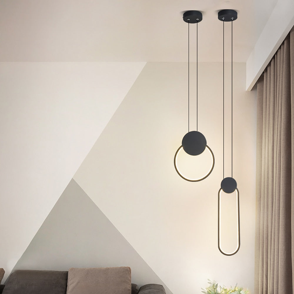 3 Ring Modern Chandelier LED Pendant Light Hanging LED Chandelier for  Bedroom | eBay