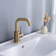 Load image into Gallery viewer, modern single handle brass faucet for powder room

