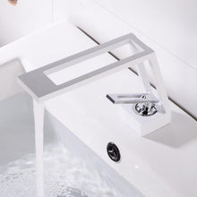 Load image into Gallery viewer, white and chrome modern bathroom faucet
