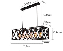 Load image into Gallery viewer, Sizing Dimensions for Industrial black metal chandelier
