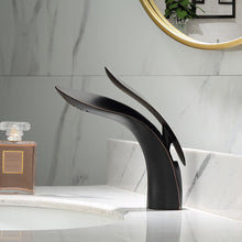 Load image into Gallery viewer, Modern black curved bathroom faucet
