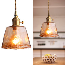 Load image into Gallery viewer, Vintage Brass and Glass Pendant Lamps
