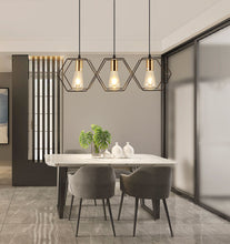 Load image into Gallery viewer, Minimal Geometric metal frame hexagon chandelier with three Bulbs

