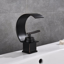 Load image into Gallery viewer, Black curved modern bathroom faucet
