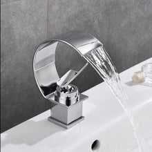 Load image into Gallery viewer, Chrome modern curved bathroom faucet
