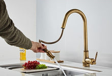 Load image into Gallery viewer, Retractable bronze touch control kitchen faucet
