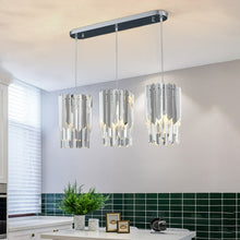 Load image into Gallery viewer, Chrome Modern Glass Crystal Chandelier for Luxury Dining
