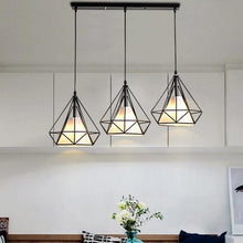 Load image into Gallery viewer, wrought iron pendant light fixture with linear canopy
