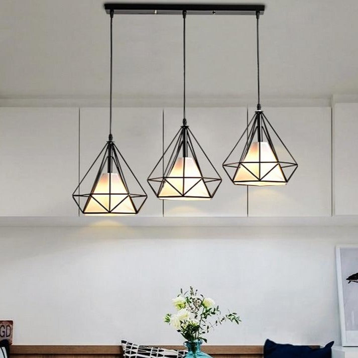 wrought iron pendant light fixture with linear canopy