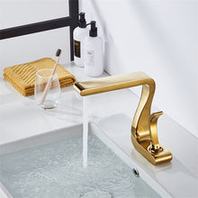 Load image into Gallery viewer, modern bathroom faucet in polished gold
