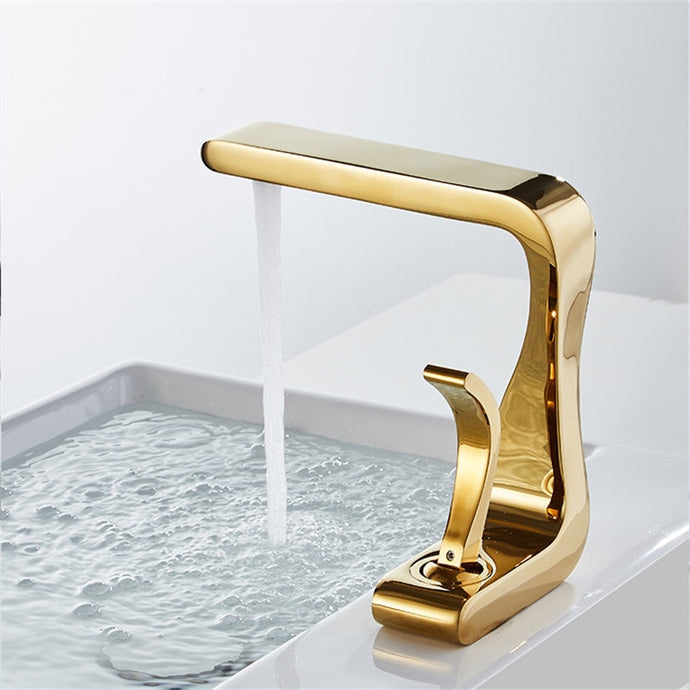 Valencia modern gold finish curved basin bathroom faucet