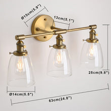 Load image into Gallery viewer, Vintage Multi-Bulb Wall Sconce Dimensions
