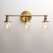 Load image into Gallery viewer, Glass Farmhouse Brass Wall Sconce
